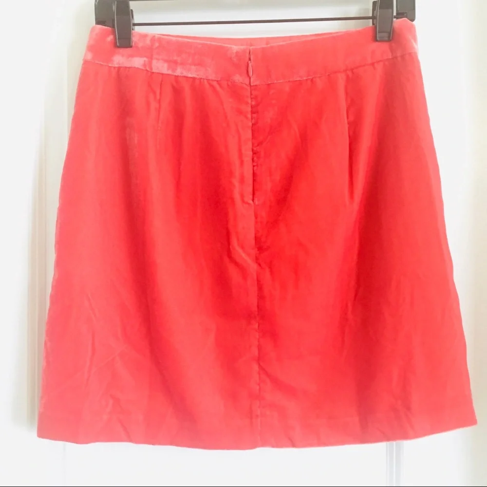 J. Crew coral color velvet mini skirt size 4